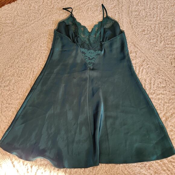 Vtg Victoria Secret Green Nightgown Lace Sz M - Picture 4 of 5